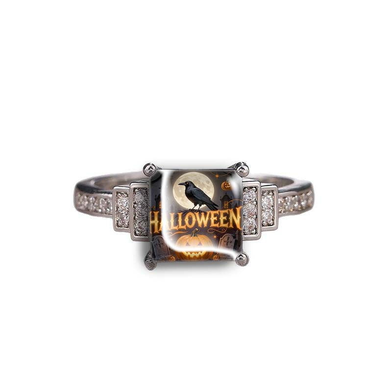 Halloween Crow Square Ring