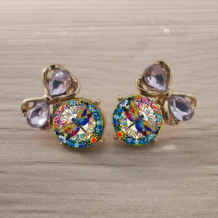 Dragonfly Mosaic Bow Earrings