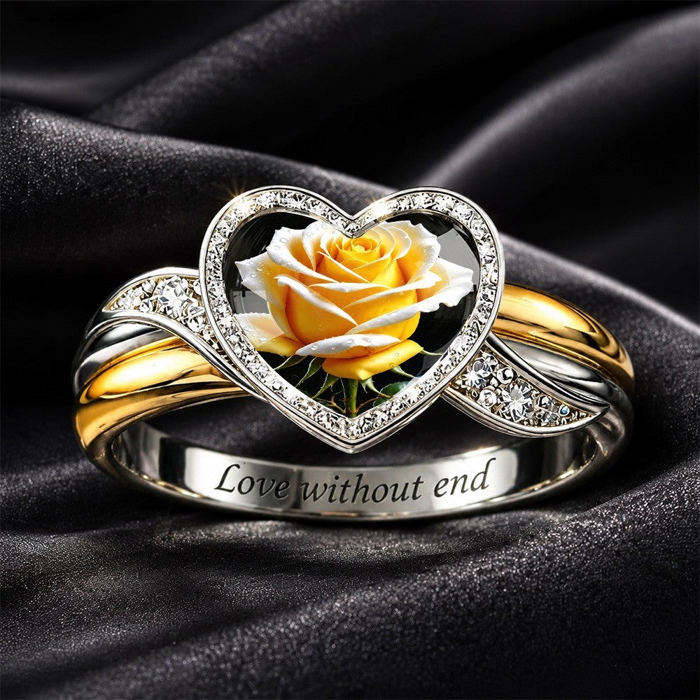 Yellow Rose Heart Ring