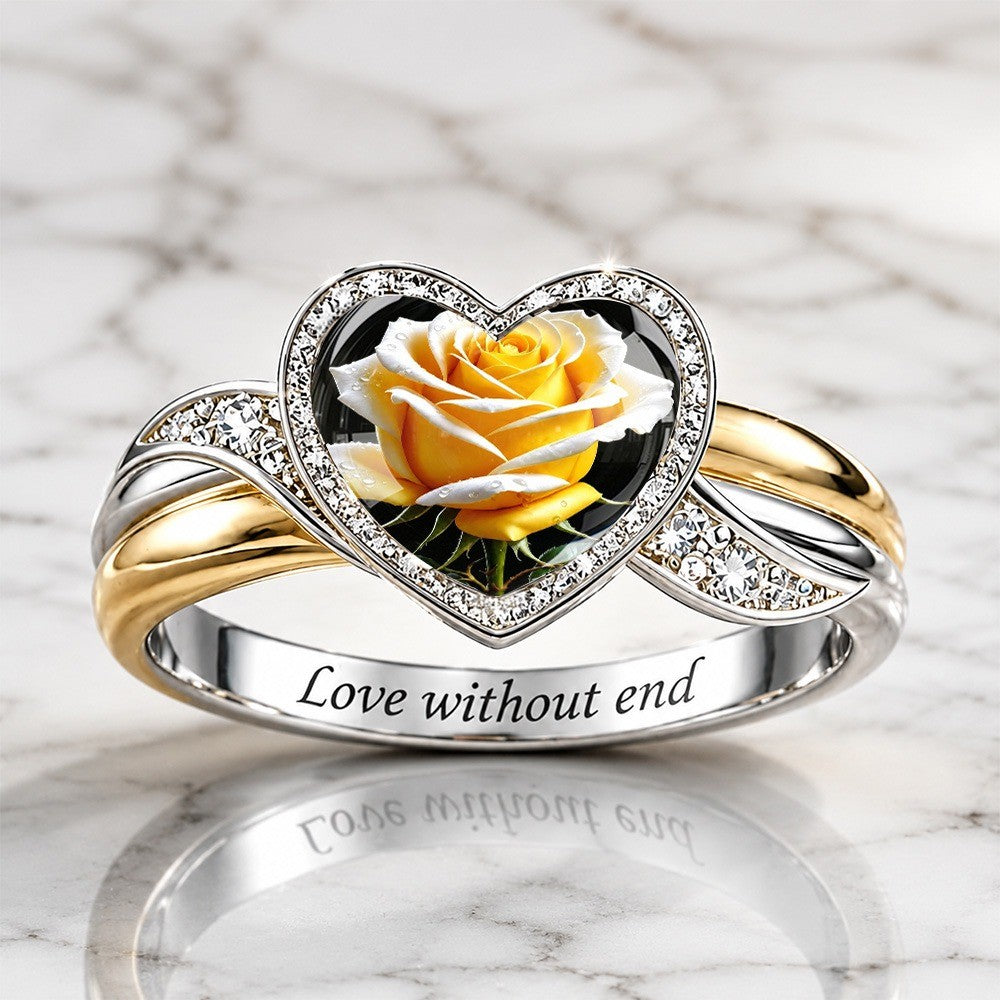 Yellow Rose Heart Ring