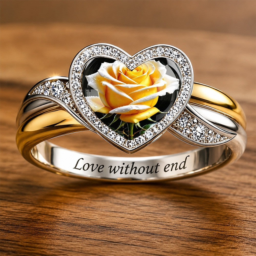 Yellow Rose Heart Ring