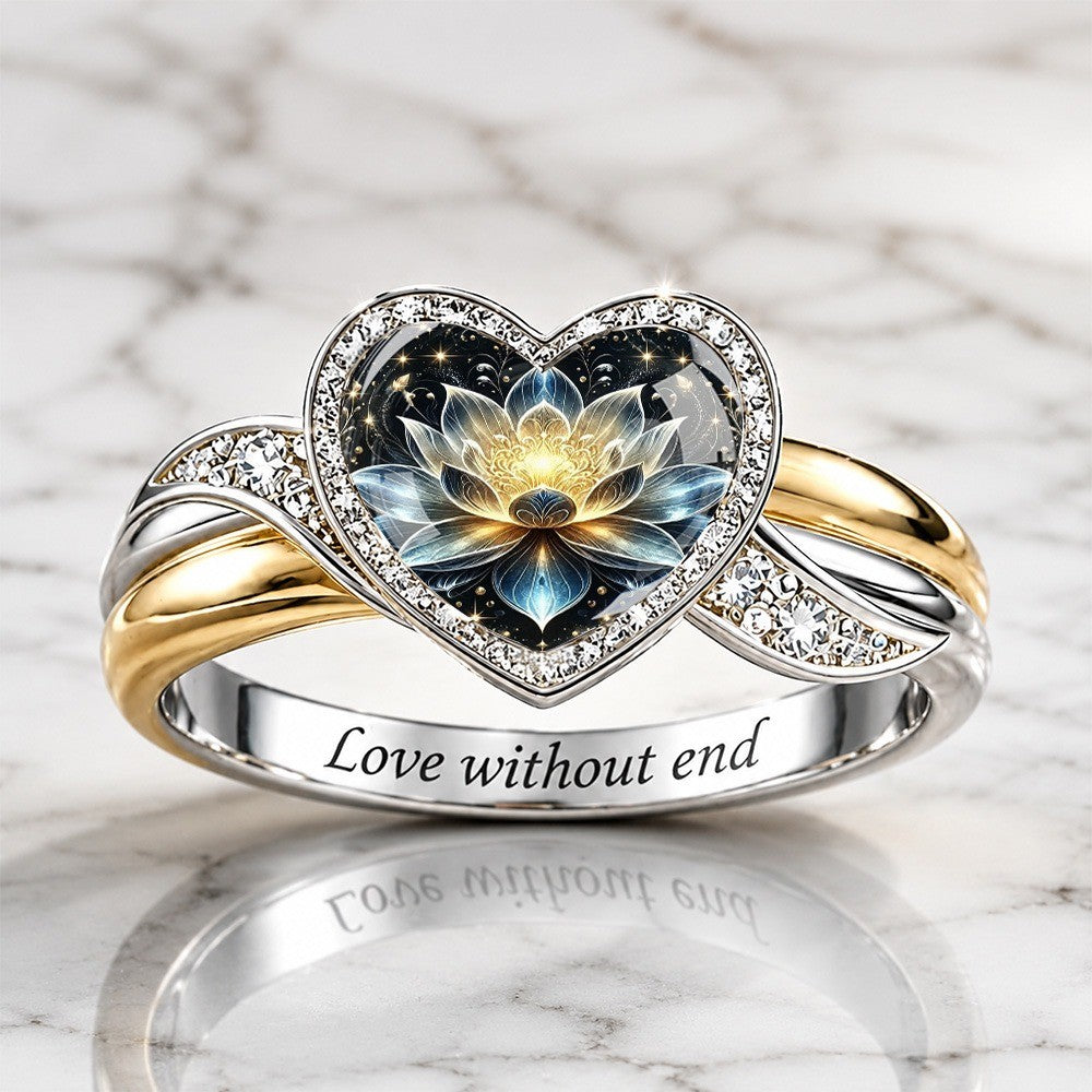 Starry Sky Lotus Heart Ring