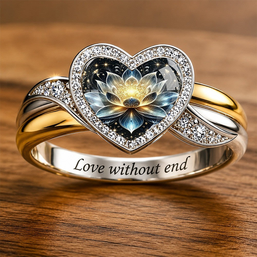 Starry Sky Lotus Heart Ring