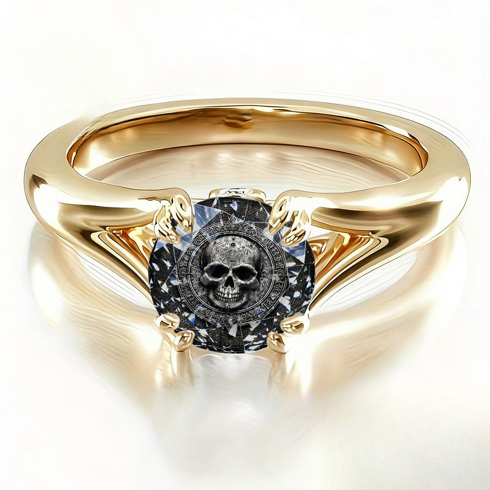 Skull Crystal Statement Ring
