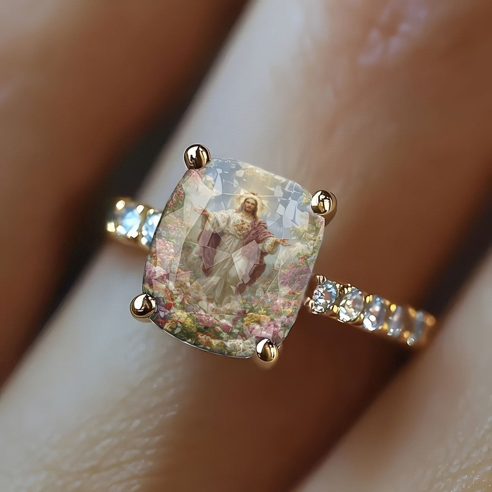 Square Religious Art Ring