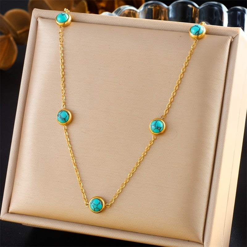 Round Turquoise Bead Jewelry Set