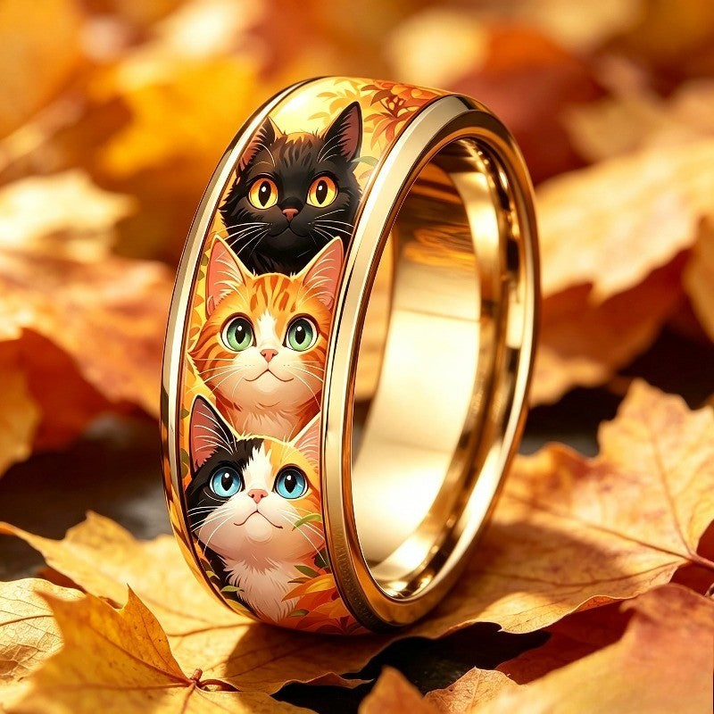 Autumn Cat Trio Ring