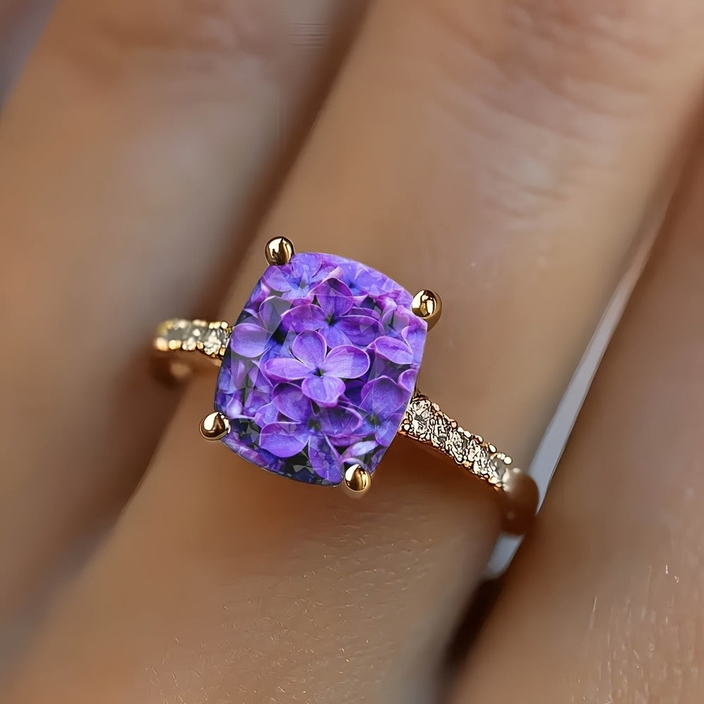 Purple Hydrangea Square Ring