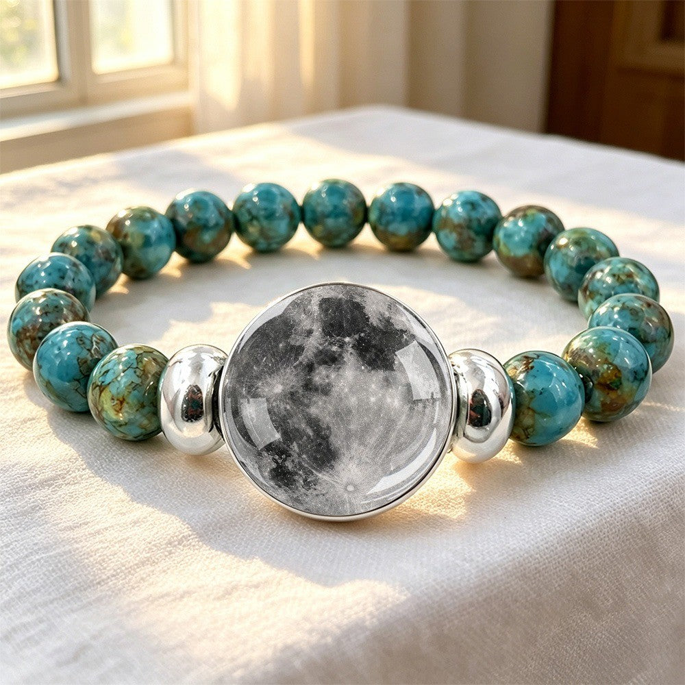 Moon Phase & Turquoise Bead Bracelet