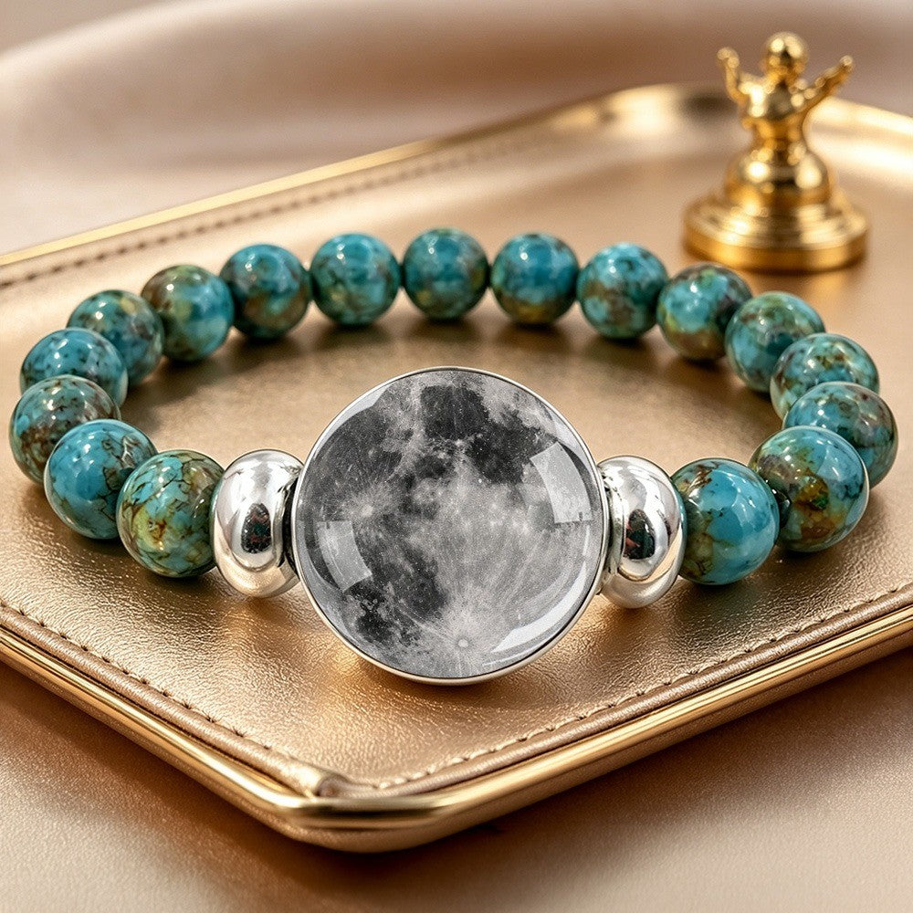 Moon Phase & Turquoise Bead Bracelet