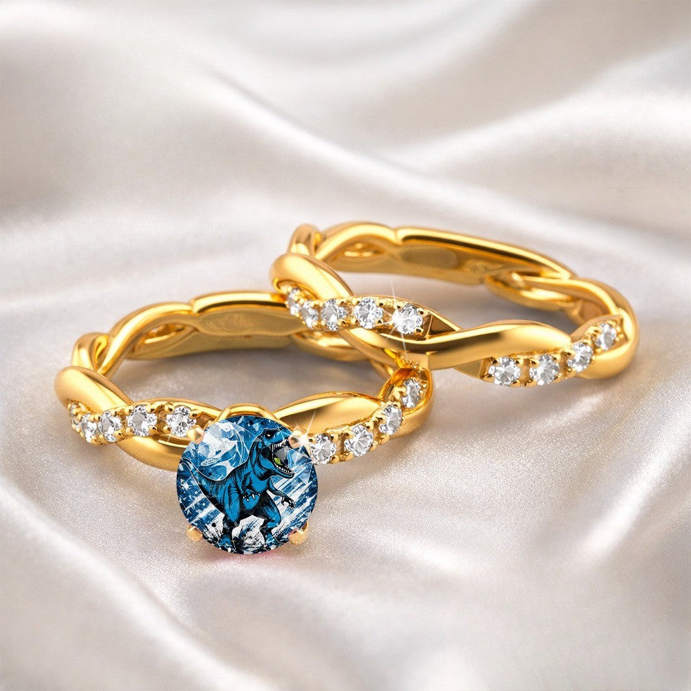 Blue Dinosaur Statement Ring
