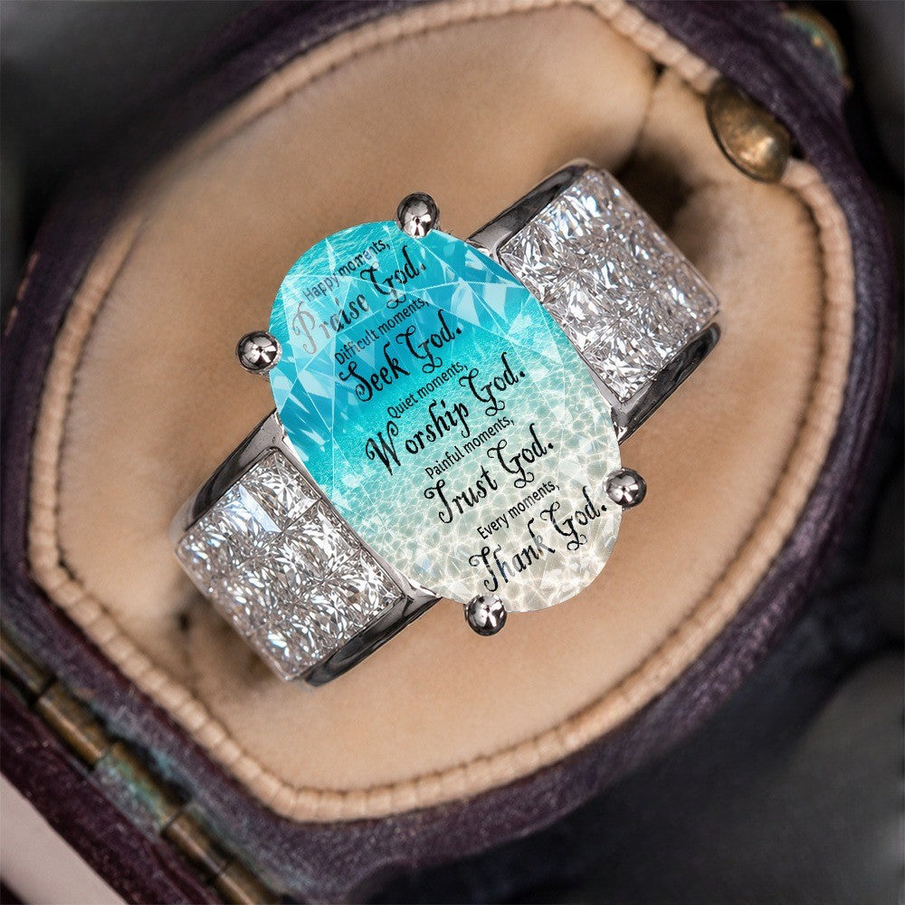Faith Message Crystal Oval Ring