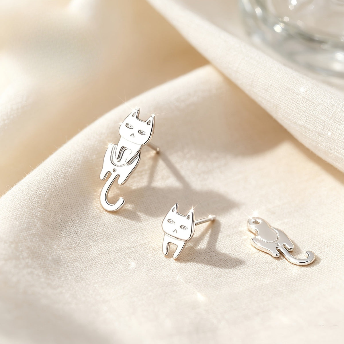 Draped Cat Stud Earrings