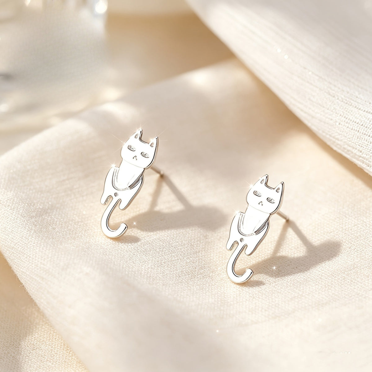 Draped Cat Stud Earrings