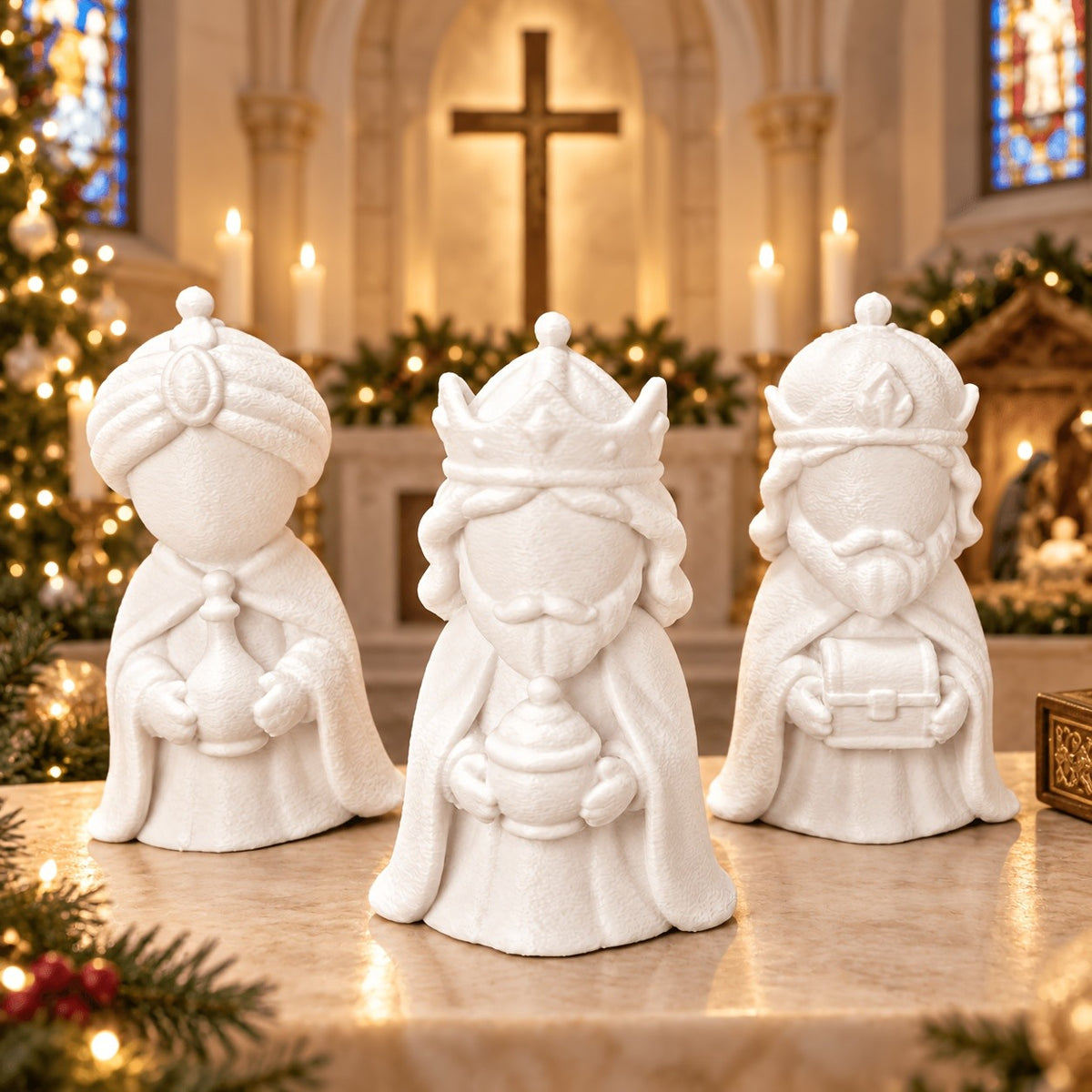 White Wise Men Statue Set