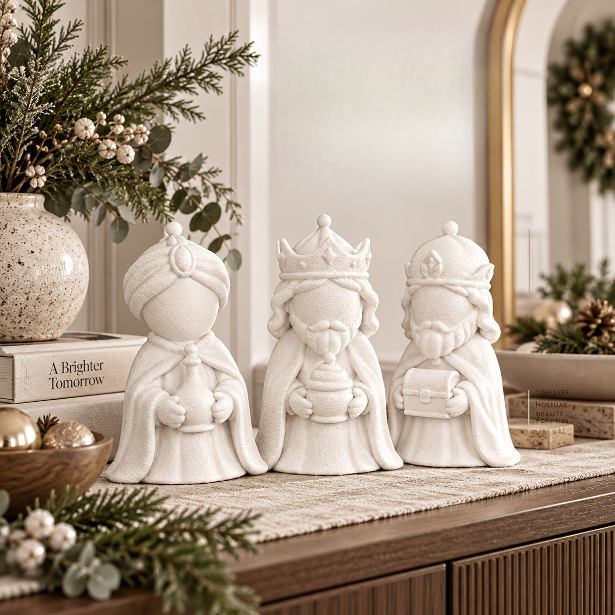 White Wise Men Statue Set