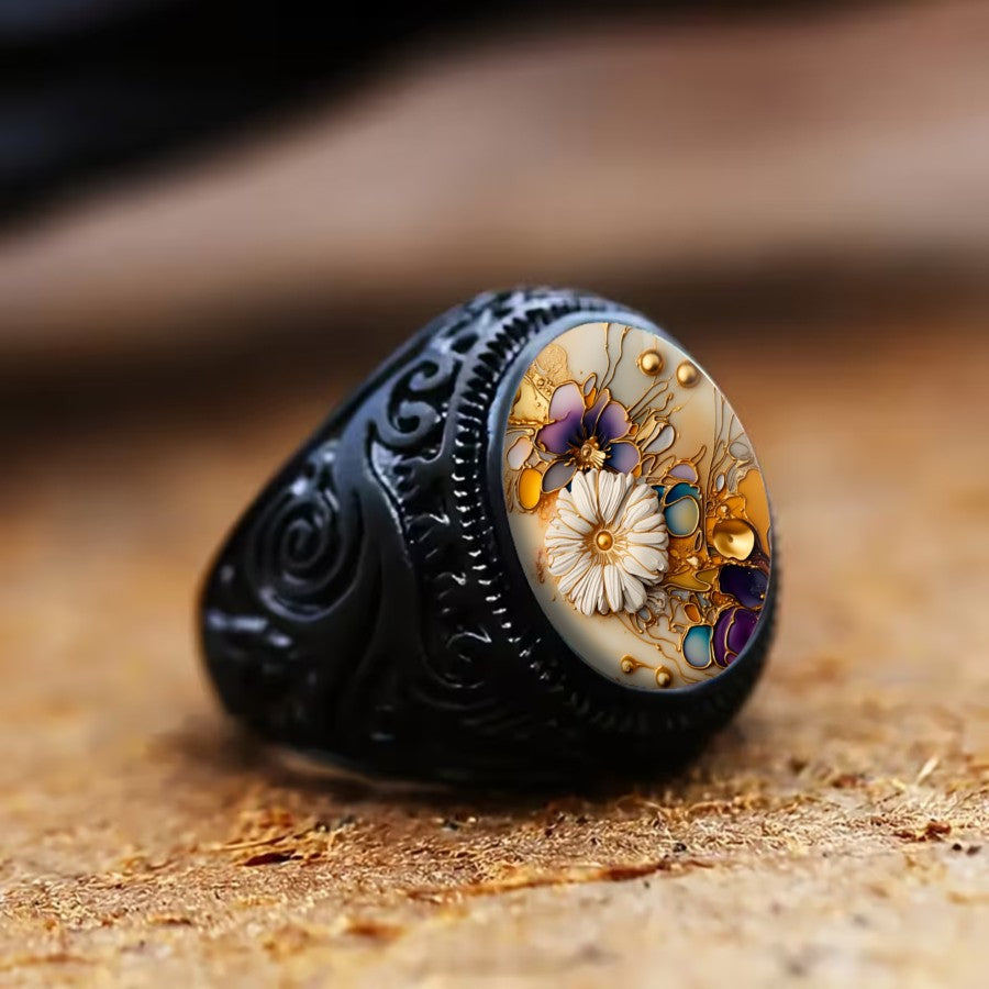 Botanical Glass Inlay Ring