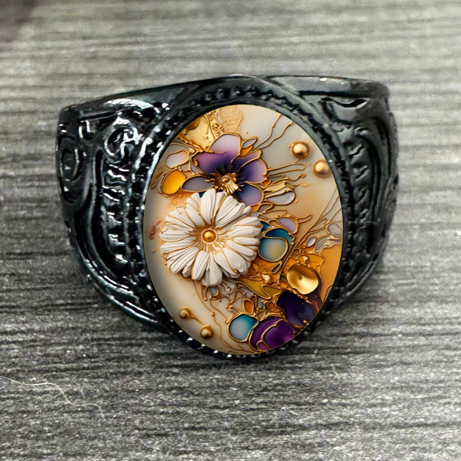 Botanical Glass Inlay Ring
