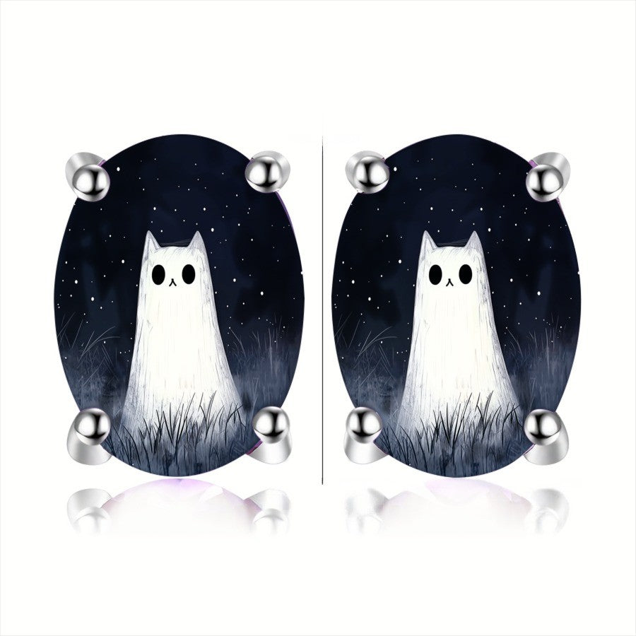 Starry Night Cat Earrings
