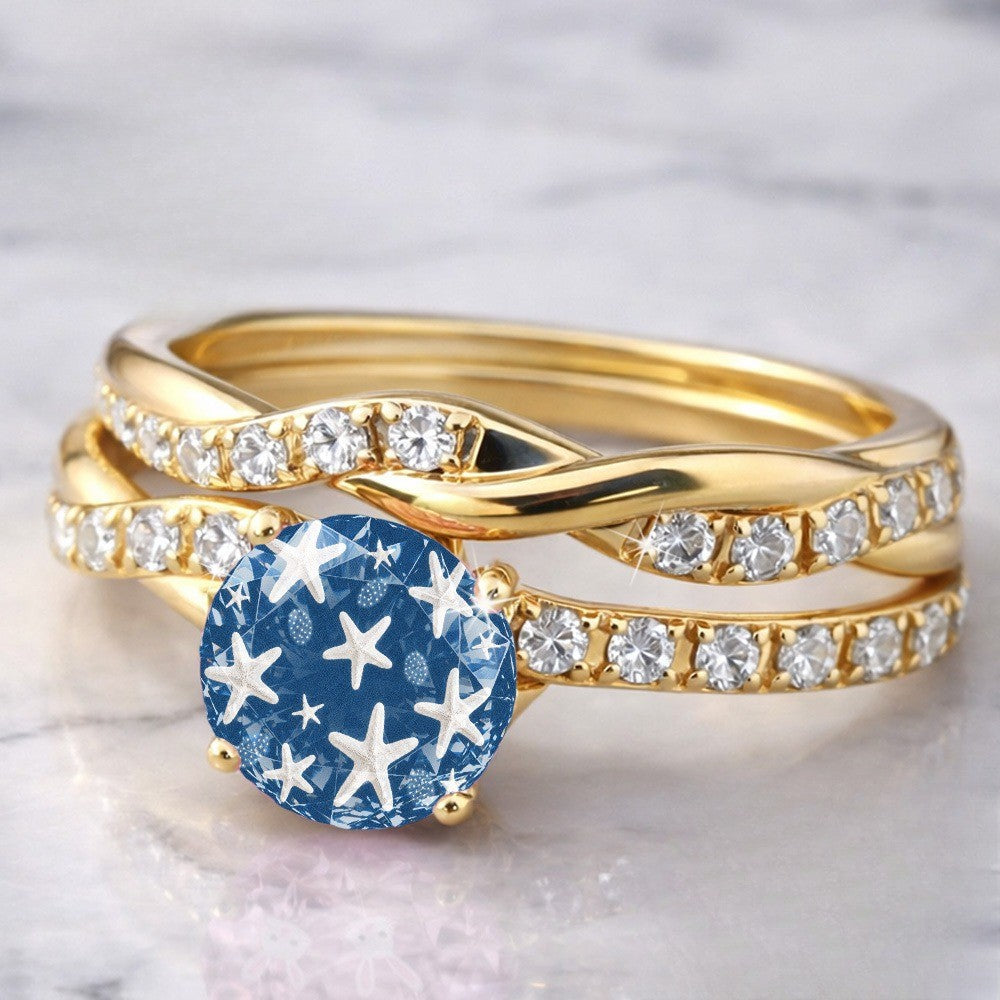 Blue Starfish Statement Ring