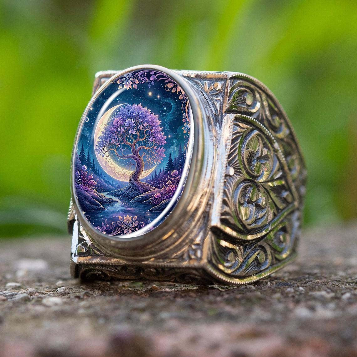 Purple Tree Moonlight Ring