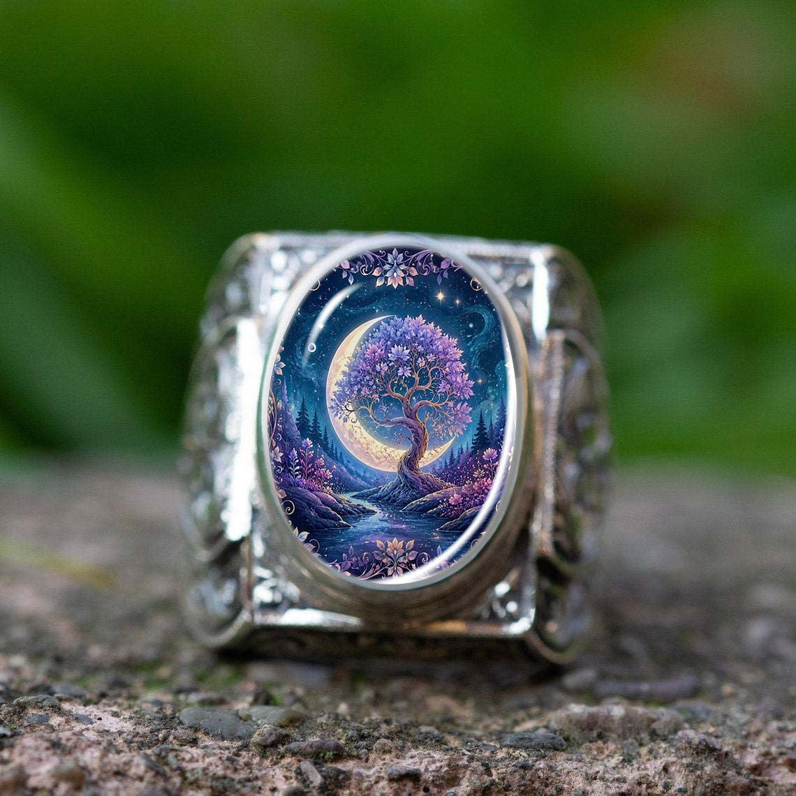 Purple Tree Moonlight Ring