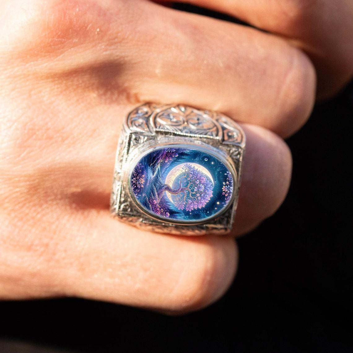 Purple Tree Moonlight Ring