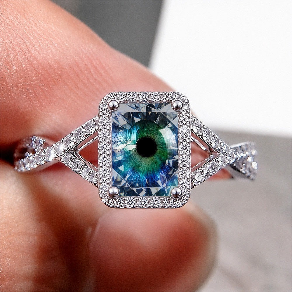 Teal Eye Square Ring