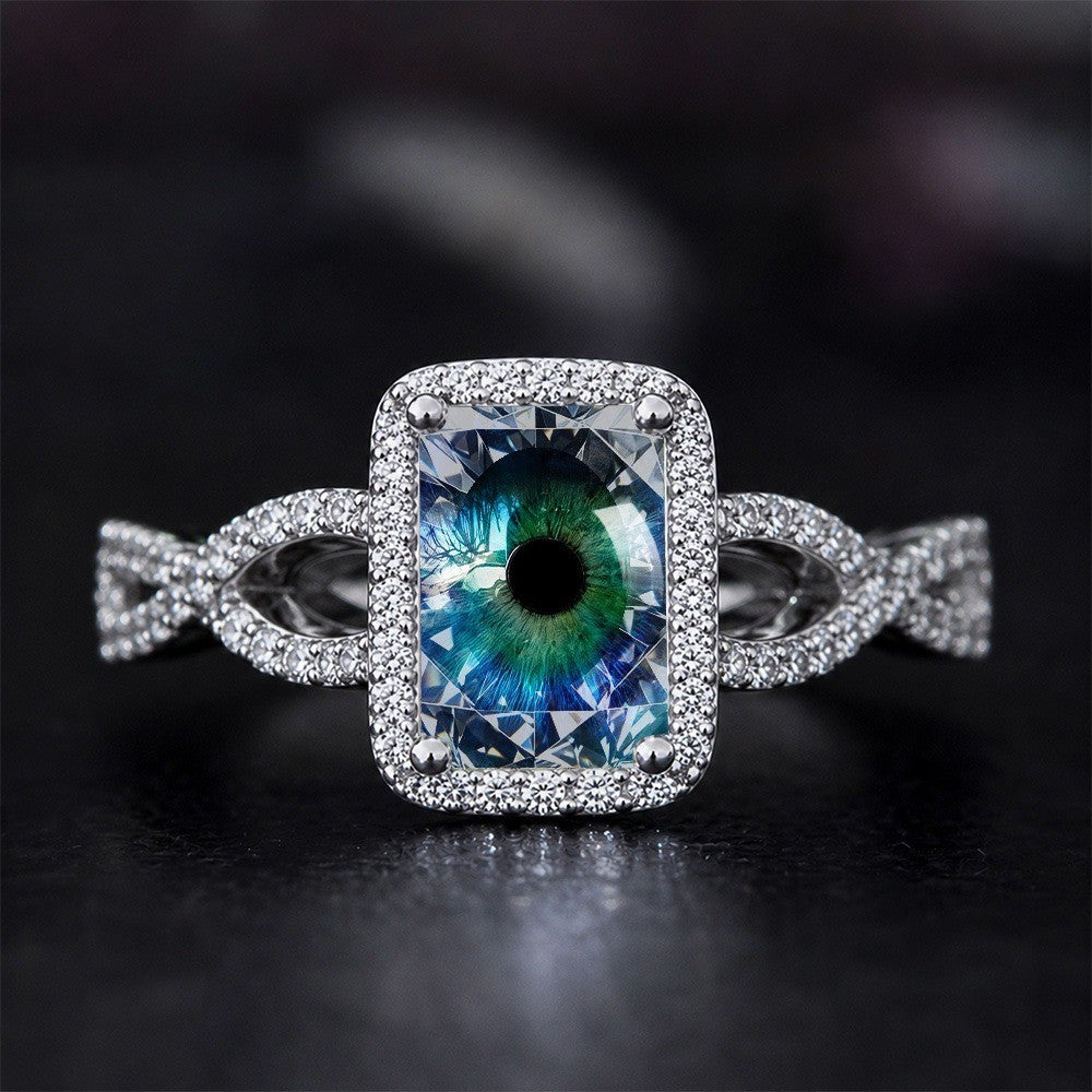 Teal Eye Square Ring