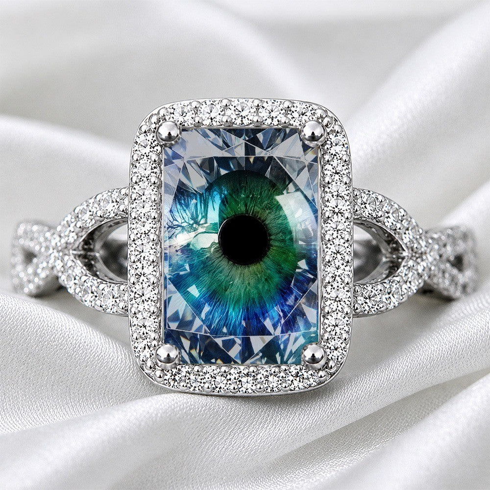 Teal Eye Square Ring