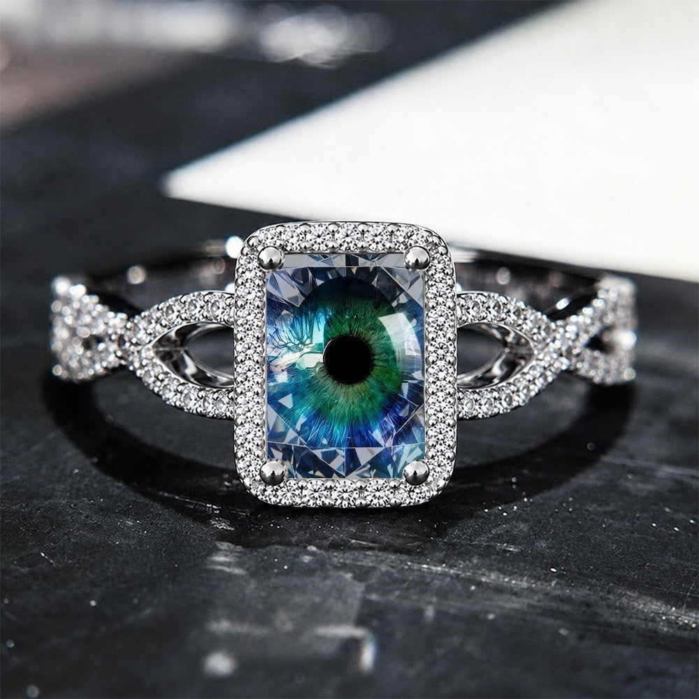 Teal Eye Square Ring