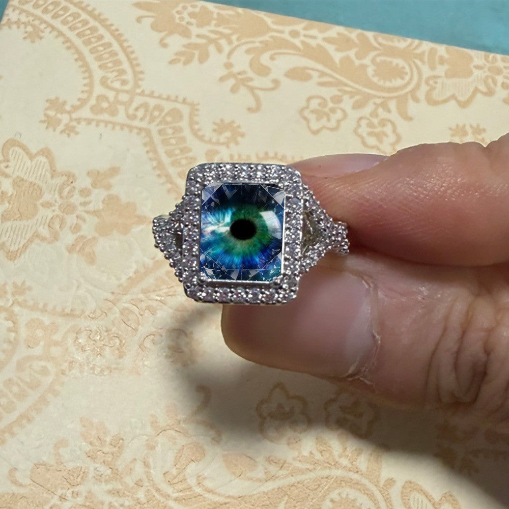 Teal Eye Square Ring