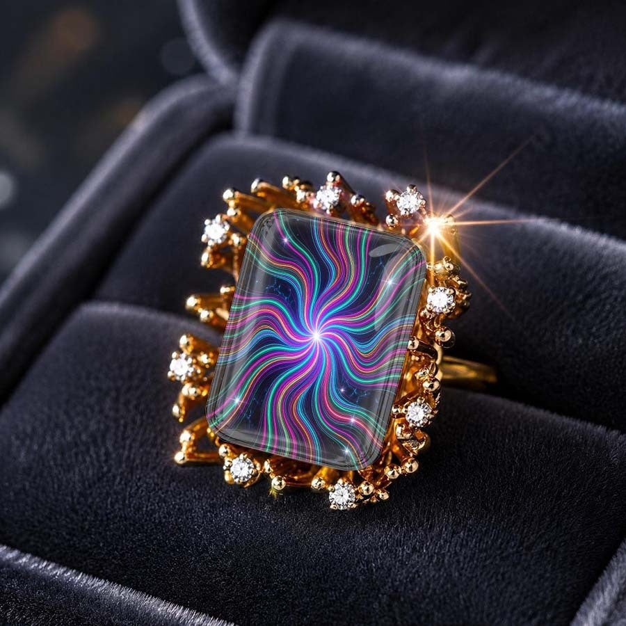 Psychedelic Swirl Statement Ring