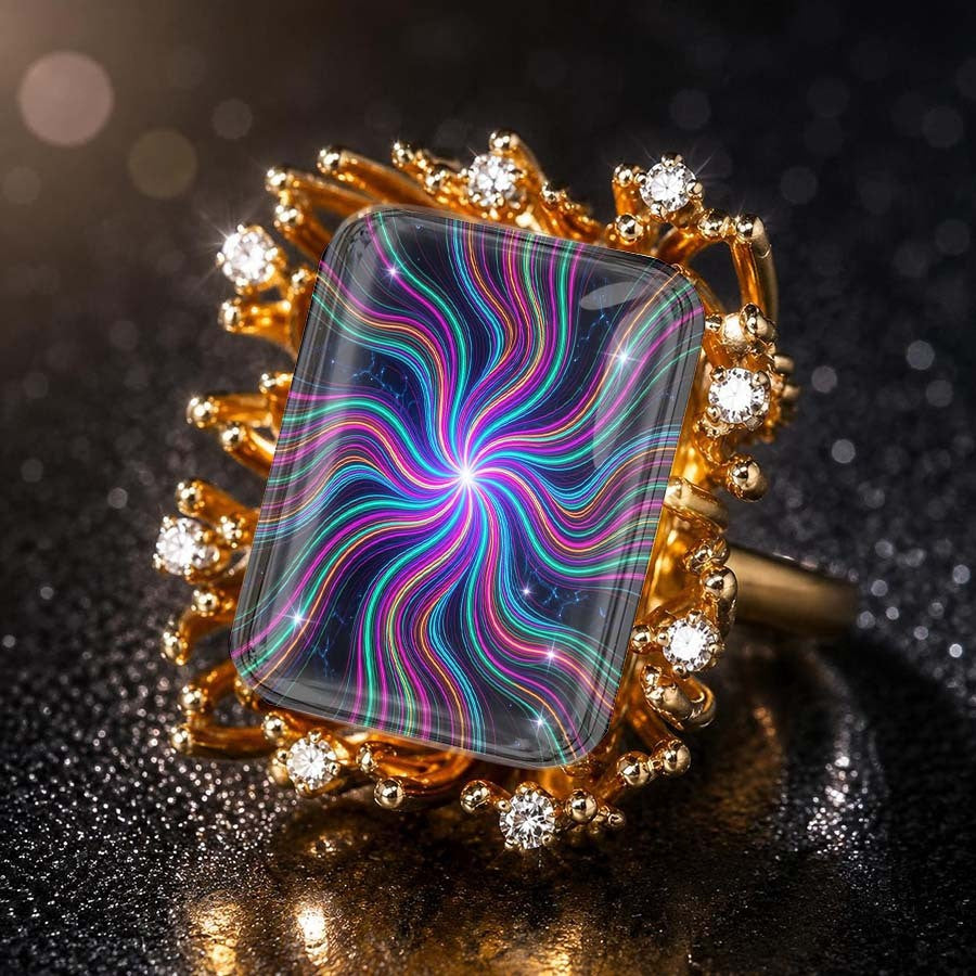 Psychedelic Swirl Statement Ring