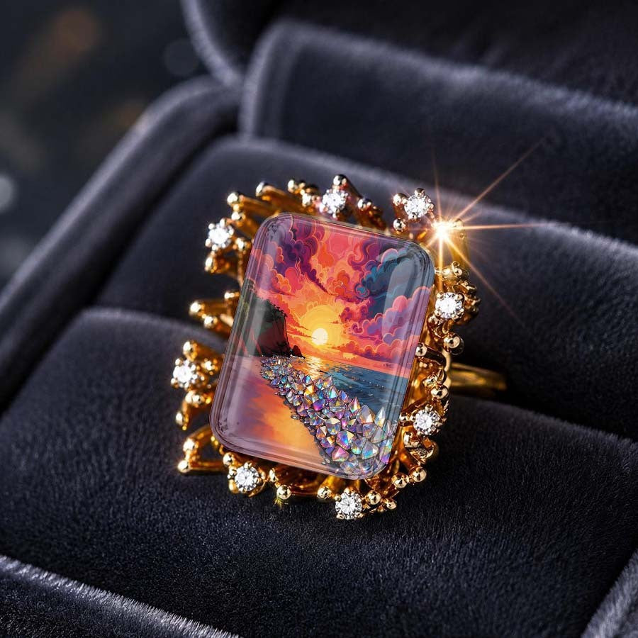 Sunset Landscape Statement Ring