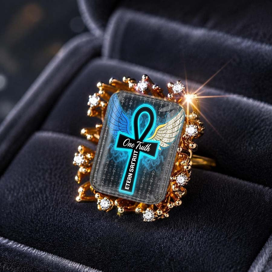 Winged Ankh Statement Ring