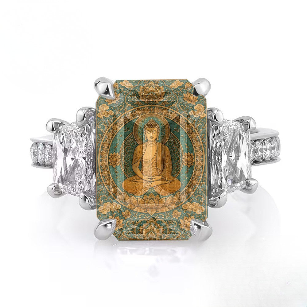 Teal Buddha Statement Ring