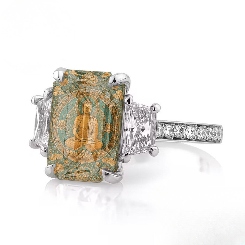Teal Buddha Statement Ring