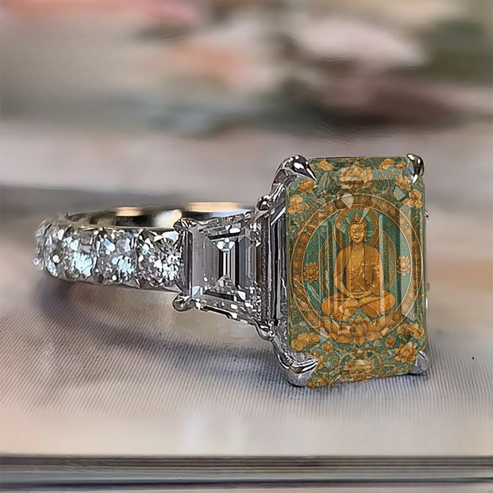 Teal Buddha Statement Ring