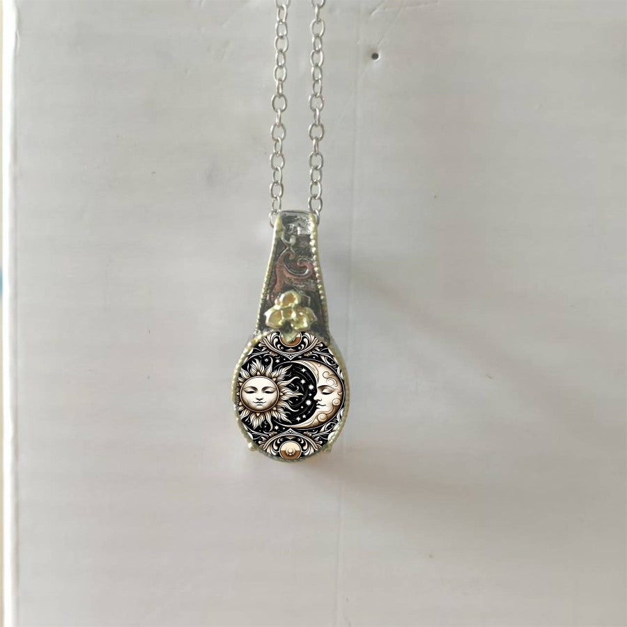 Celestial Sun & Moon Teardrop Necklace