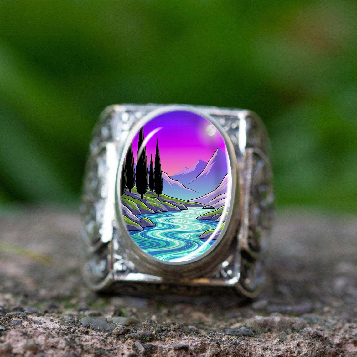 Mountain Landscape Statement Ring