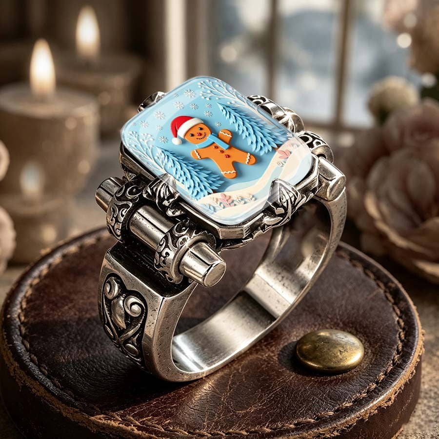 Winter Gingerbread Scene Ring
