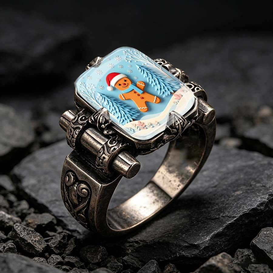 Winter Gingerbread Scene Ring