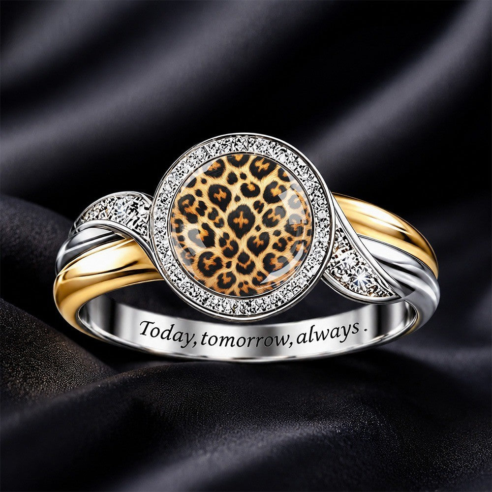 Leopard Print Crystal Wrap Ring
