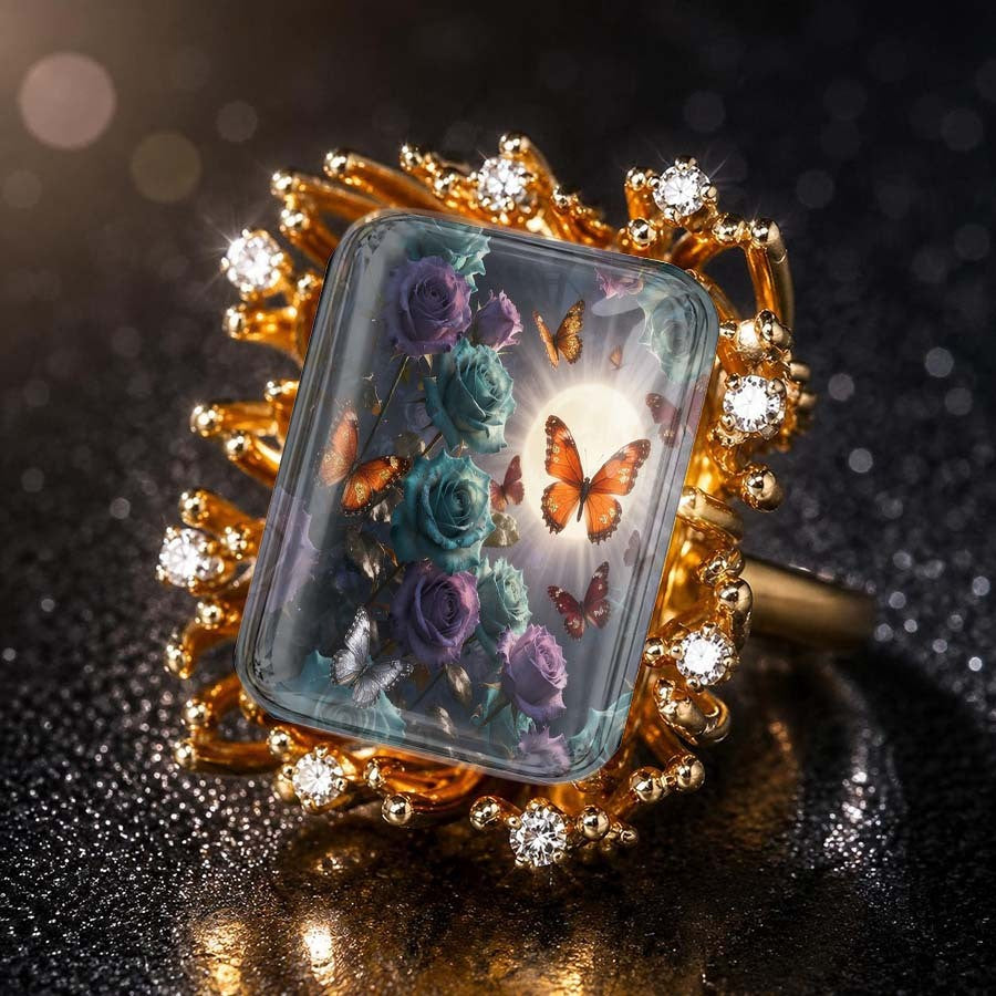 Moonlight Butterfly Square Ring