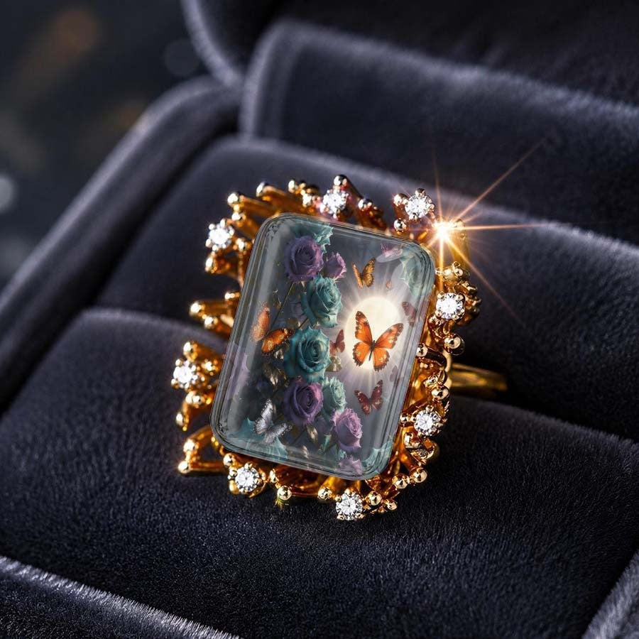 Moonlight Butterfly Square Ring