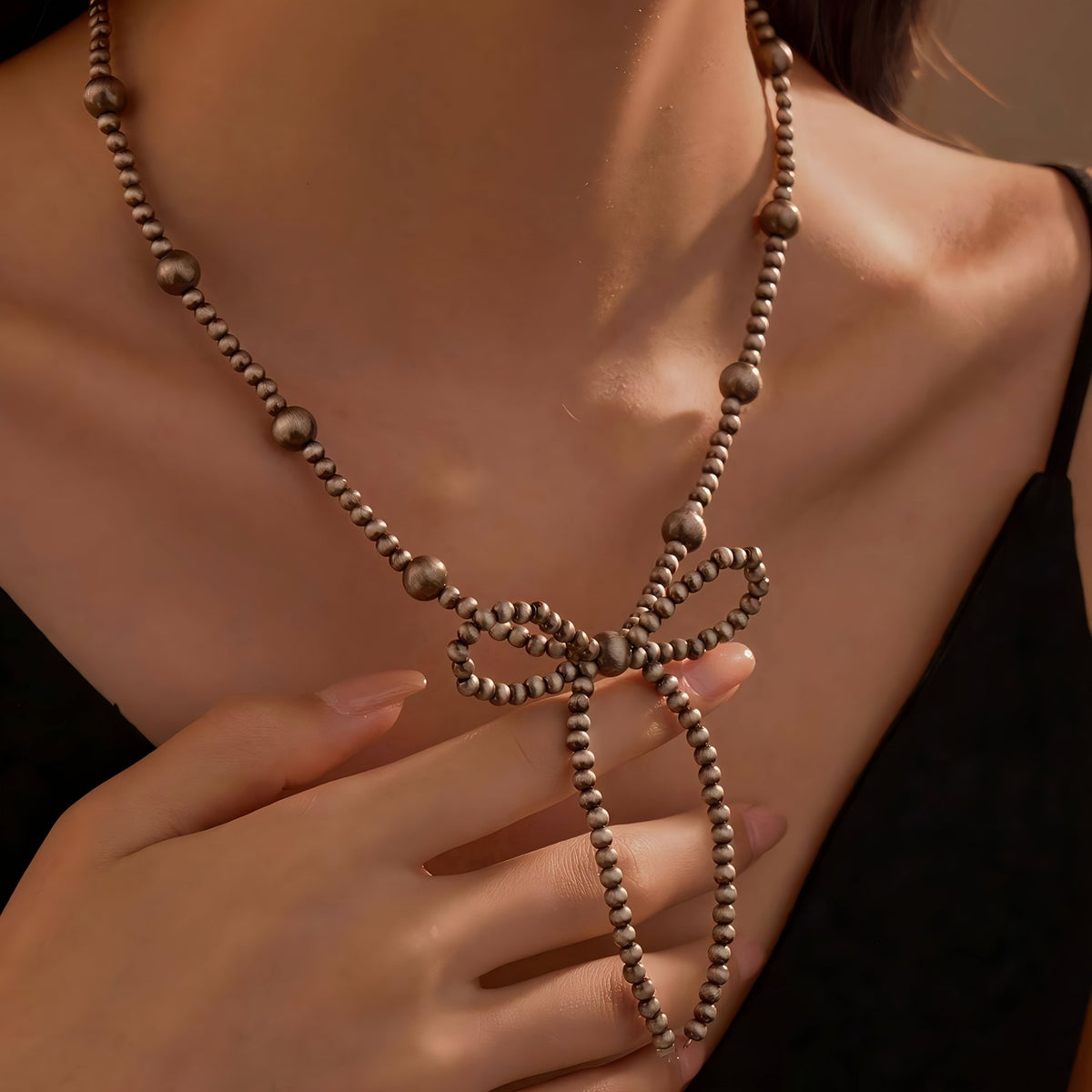 Beaded Bow Necklace