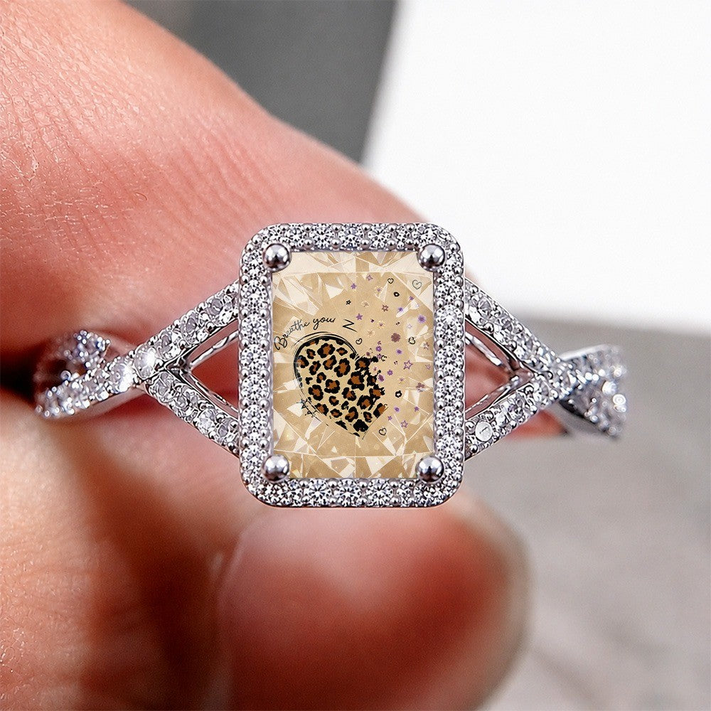 Leopard Heart Square Ring