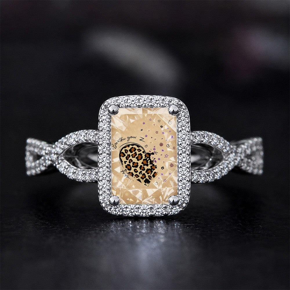 Leopard Heart Square Ring