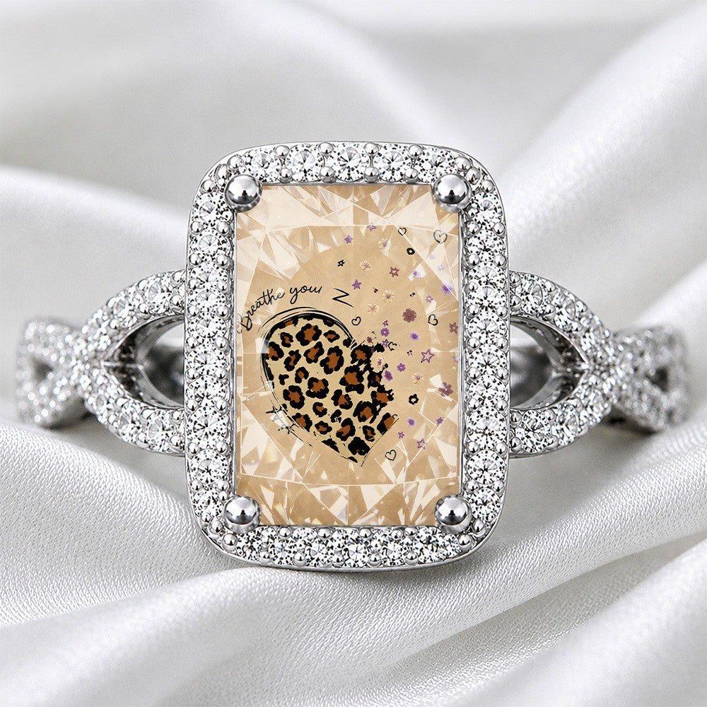 Leopard Heart Square Ring